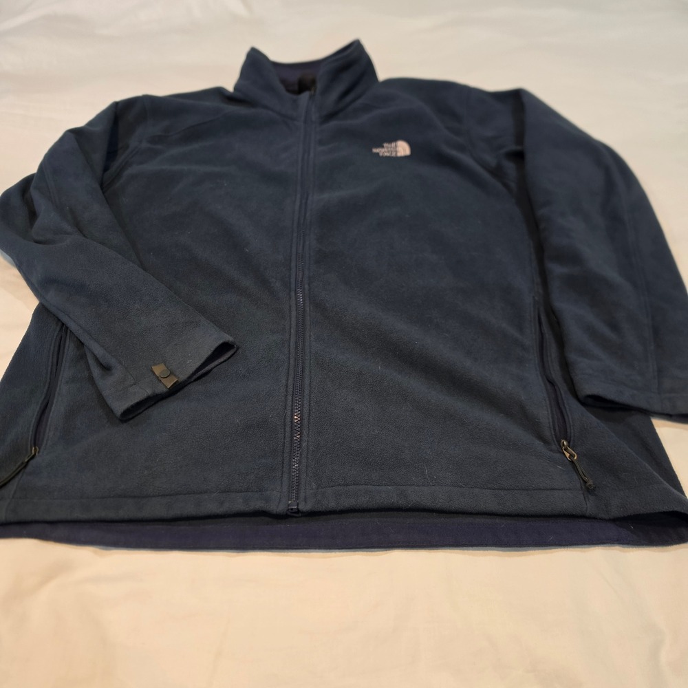The North Face Fleece Jacket Men XL Navy Blue Full Zip Mock Neck